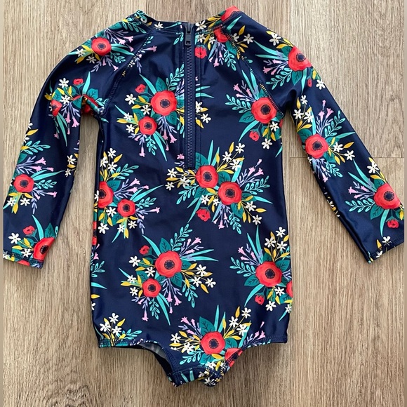Cat and Jack One Piece Swimsuit, Navy with Floral Print - 2T - Picture 3 of 8